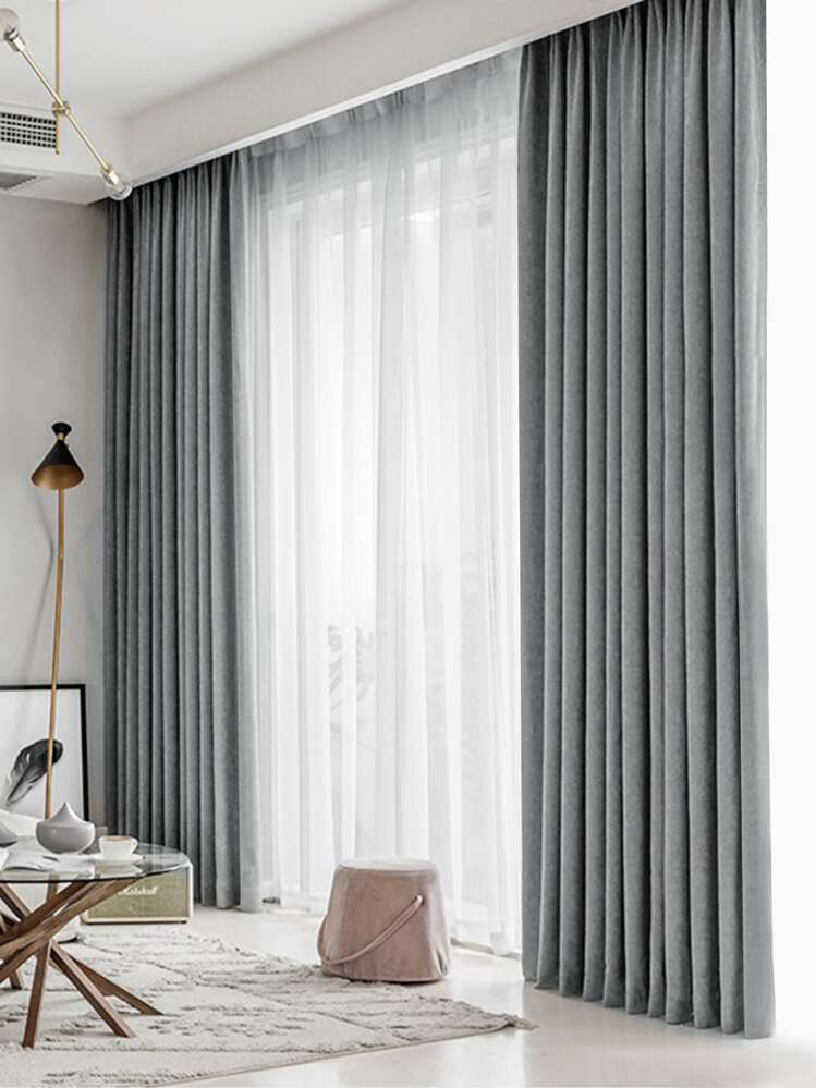 Plain Single Panel Curtain - Grey - View 1