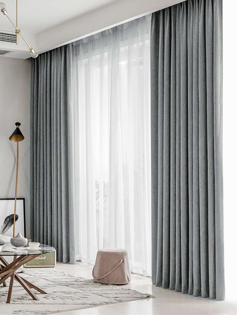 Plain Single Panel Curtain - Grey - View 1