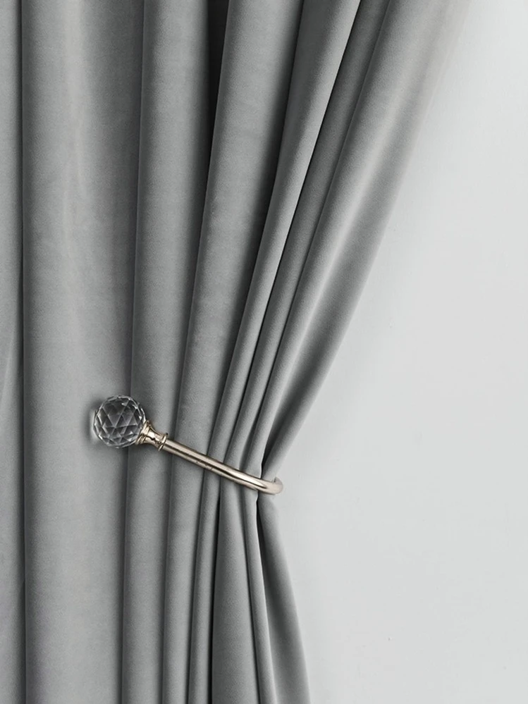 Plain Single Panel Curtain - Grey - View 2