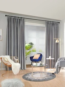 Plain Single Panel Curtain - Grey - View 3