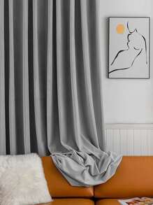 Plain Single Panel Curtain - Grey - View 4