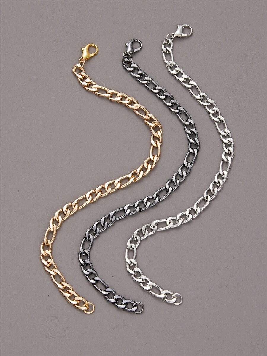 Fashionable and Popular 3pcs Men Minimalist Chain Bracelet for Jewelry Gift and for a Stylish Look - Multicolor - View 1