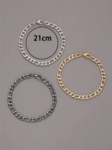Fashionable and Popular 3pcs Men Minimalist Chain Bracelet for Jewelry Gift and for a Stylish Look - Multicolor - View 3