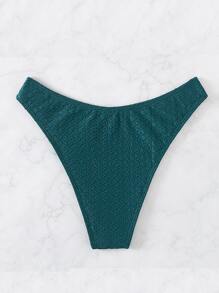 SHEIN Swim 夏季纯色纹理比基尼内裤 - 水鴨藍 - 查看 2