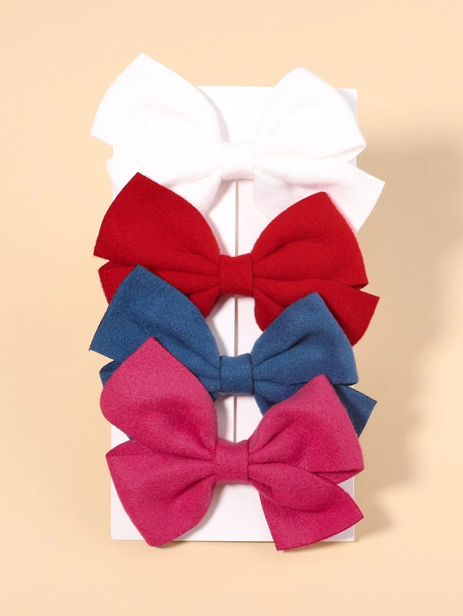 bilicaca 4pcs Toddler Girls Bow Decor Hair Clip - Multicolor - View 1