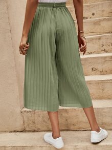 SHEIN LUNE Pleated Belted Wide Leg Trousers - Mint Green - View 2