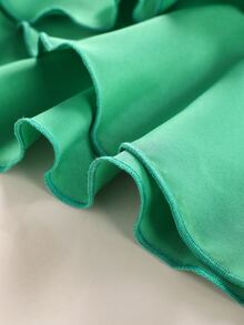 Niñas Vestido cruzado de cuello asimétrico de manga mariposa ribete con fruncido - Verde - Ver 8