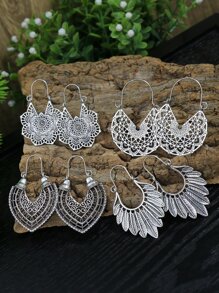 TopHanqi 4 Paar Ohrringe mit Cut Out Blumen- und geometrischem Design, perfekt als Geschenk zu Valentinstag, Muttertag, für Mutter