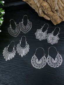 TopHanqi 4 Paar Ohrringe mit Cut Out Blumen- und geometrischem Design, perfekt als Geschenk zu Valentinstag, Muttertag, für Mutter