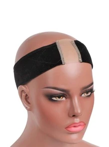 Hook-and-loop Fastener Wig Headband - Black - View 1