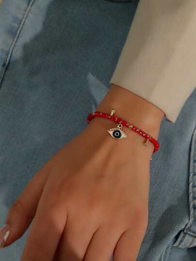 眼睛裝飾水晶串珠手鏈