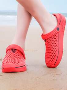 Hollow Out Vented Clogs - Watermelon Pink - View 1