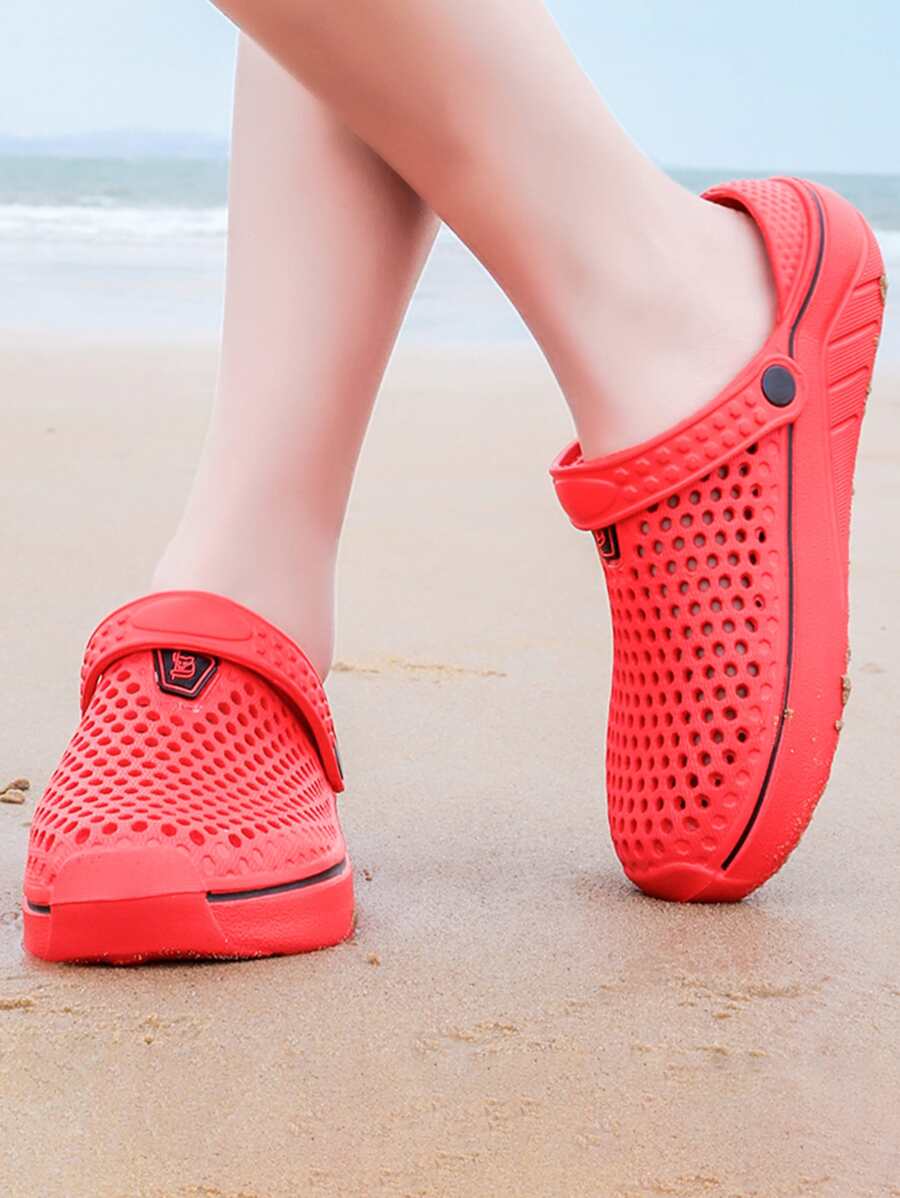 Hollow Out Vented Clogs - Watermelon Pink - View 1