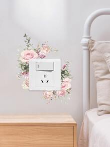 1pc DIY Switch Sticker, Flower Print Switch Wall Sticker, For Bedroom, Living Room, Stickers, Wall Decal, Vinyl Decal For Home Decorations, Spring Decoration Items Refresh Your Home, Rama Decoration Stickers Gifts Birthday Graduation