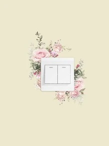 1pc DIY Switch Sticker, Flower Print Switch Wall Sticker, For Bedroom, Living Room, Stickers, Wall Decal, Vinyl Decal For Home Decorations, Spring Decoration Items Refresh Your Home, Rama Decoration Stickers Gifts Birthday Graduation