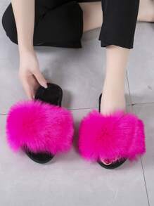 女士時髦單帶家居拖鞋適用於臥室 - 玫紅色 - 查看 1