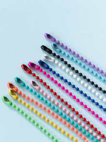 50pcs Random Color Ball Beaded Chain, Colorful Zipper Pull For Clothing