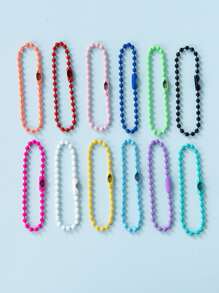 50pcs Random Color Ball Beaded Chain, Colorful Zipper Pull For Clothing