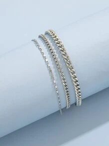 3 cái vòng chân rắn tối giản - Bạc - Xem 5