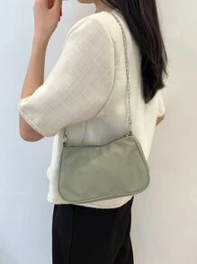 Fashionable Casual Versatile Solid Color Chain Shoulder Bag For Women - Green - View 4