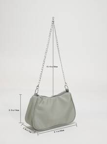 Fashionable Casual Versatile Solid Color Chain Shoulder Bag For Women - Green - View 5