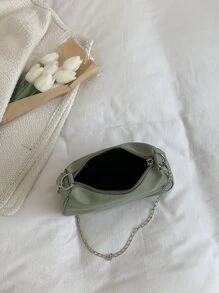 Fashionable Casual Versatile Solid Color Chain Shoulder Bag For Women - Green - View 7