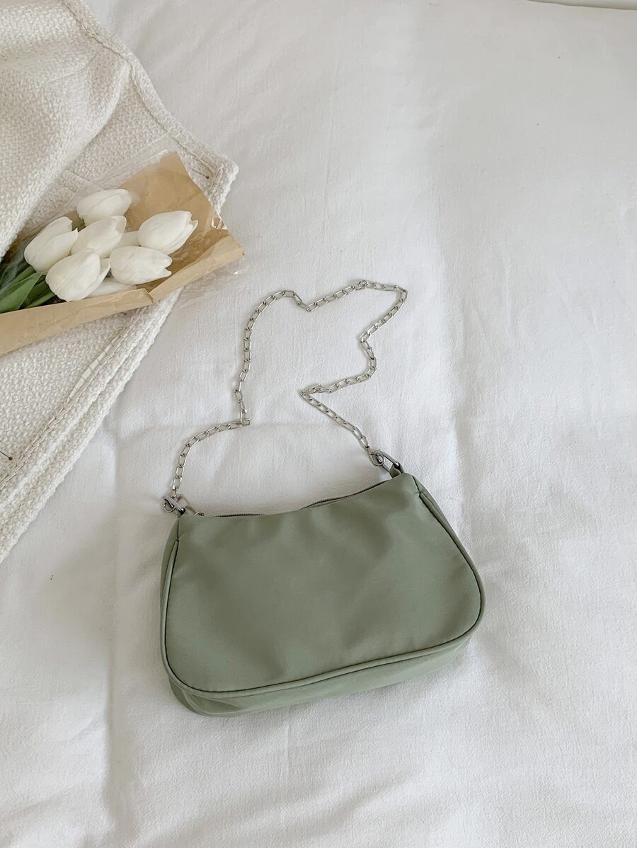 Fashionable Casual Versatile Solid Color Chain Shoulder Bag For Women