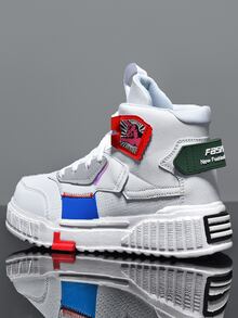 Thể thao Giày thể thao Cho nam giới , Đồ họa Chữ cái High Top Giày trượt băng - trắng - Xem 3