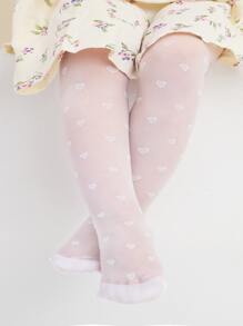 嬰兒愛心圖案褲襪 - 白色 - 查看 2