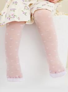 嬰兒愛心圖案褲襪 - 白色 - 查看 3