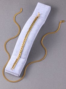 2 chiếc vòng cổ & vòng tay dây chuyền sang trọng sành điệu cho nam - Vàng - Xem 2