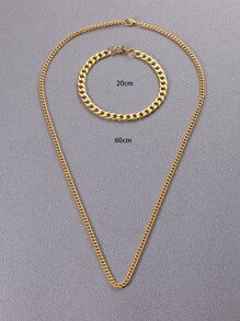 2 chiếc vòng cổ & vòng tay dây chuyền sang trọng sành điệu cho nam - Vàng - Xem 3