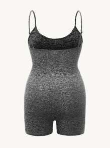 SHEIN EZwear Jumpsuits Plus Size màu trơn Giải trí - Xám - Xem 2