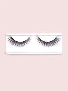 充分假睫毛1對人造貂皮睫毛眼尾拉長交叉假睫毛送給女士妻子姐妹青少年女朋友 - 黑色 - 查看 2