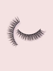 充分假睫毛1對人造貂皮睫毛眼尾拉長交叉假睫毛送給女士妻子姐妹青少年女朋友 - 黑色 - 查看 4