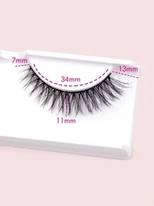 充分假睫毛1對人造貂皮睫毛眼尾拉長交叉假睫毛送給女士妻子姐妹青少年女朋友 - 黑色 - 查看 5