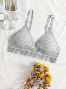 素色無鋼圈文胸 - 淺灰色 - 查看 4