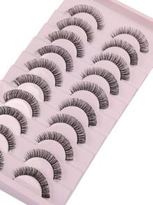 10pairs/set Cute Style Natural Small Curl Russian Volume Eyelashes 5-14mm - Black - View 2
