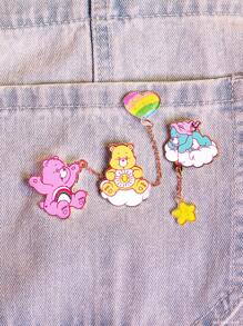 SHEIN X Care Bears 3 件装锌合金可爱熊图案胸针 - 彩色 - 查看 2