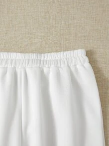 RueChic Pantalones deportivos unicolor de cintura elástica - Blanco - Ver 5