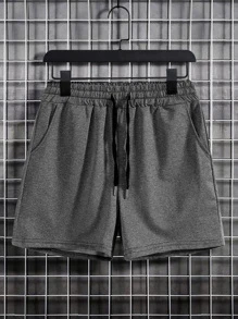 Manfinity Homme Men Drawstring Waist Shorts - Dark Grey - View 1