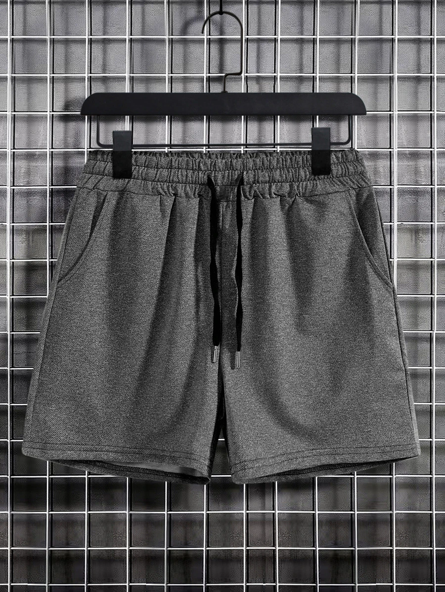 Manfinity Homme Men Drawstring Waist Shorts - Dark Grey - View 1