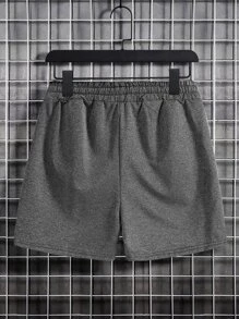 Manfinity Homme Men Drawstring Waist Shorts - Dark Grey - View 2