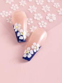 FULL BEAUTY 2sheets Flower Pattern Nail Art Sticker Nail Stickers DIY - White - View 2