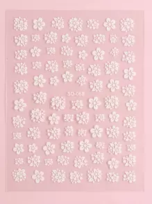 FULL BEAUTY 2sheets Flower Pattern Nail Art Sticker Nail Stickers DIY - White - View 5