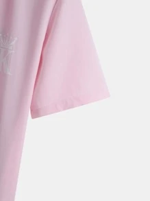 Manfinity Homme Men Letter Graphic Button Up Shirt - Pink - View 4