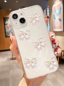Bowknot Print Clear Phone Case - Multicolor - View 1