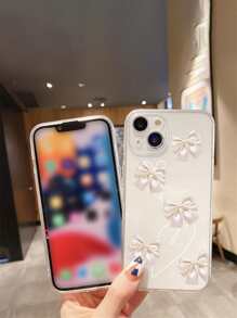 Bowknot Print Clear Phone Case - Multicolor - View 2