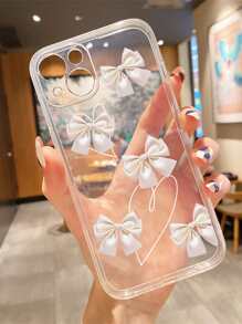 Bowknot Print Clear Phone Case - Multicolor - View 3