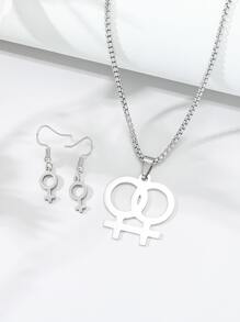 Hombres 3 piezas Set joya símbolo con diseño - Plateado - Ver 1